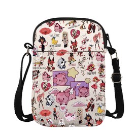 Cartoon Merchandise Crossbody Purse Bag Fat Nugget Valentine Messenger Bag Fat Nugget Fans Gift Angel Dust's Pet Carry-on Bag (PinkPigCrossFull-CA)