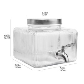 Einfache 1 Gallon Glass Drink Dispensers for Parties,1 Pack Beverage Dispenser with Stainless Steel Spigot,Glass Water Lemonade Dispensers Laundry Detergent Dispenser Punch Bowls for Outdoor