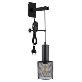 Globo Schlafzimmerleuchte Wandleuchte Wandlampe Steckerkabel Schwarz-matt H 60 cm