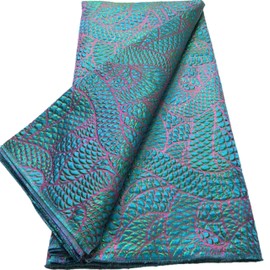 Gdsshuhung African Lace Fabric 5 Yards of Nigerian Fabric Bronzing Fish Scale Fabric for Wedding/Party/Everyday Sewing (39142)