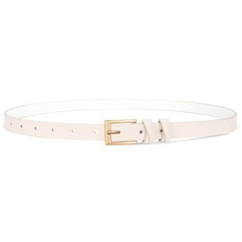 SANSTHS Skinny Belt Women for Jeans Pants Dresses, Thin Waist Belts for Women with Gold Alloy Buckle, Beige S
