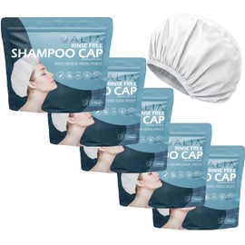 5 x ALIA Shampoo Cap Rinse Free Microwavable | Hair Cleansing Hats for Elderly and Disabled | Waterless Washing for Festival goers and Campers |1 Pack of 5