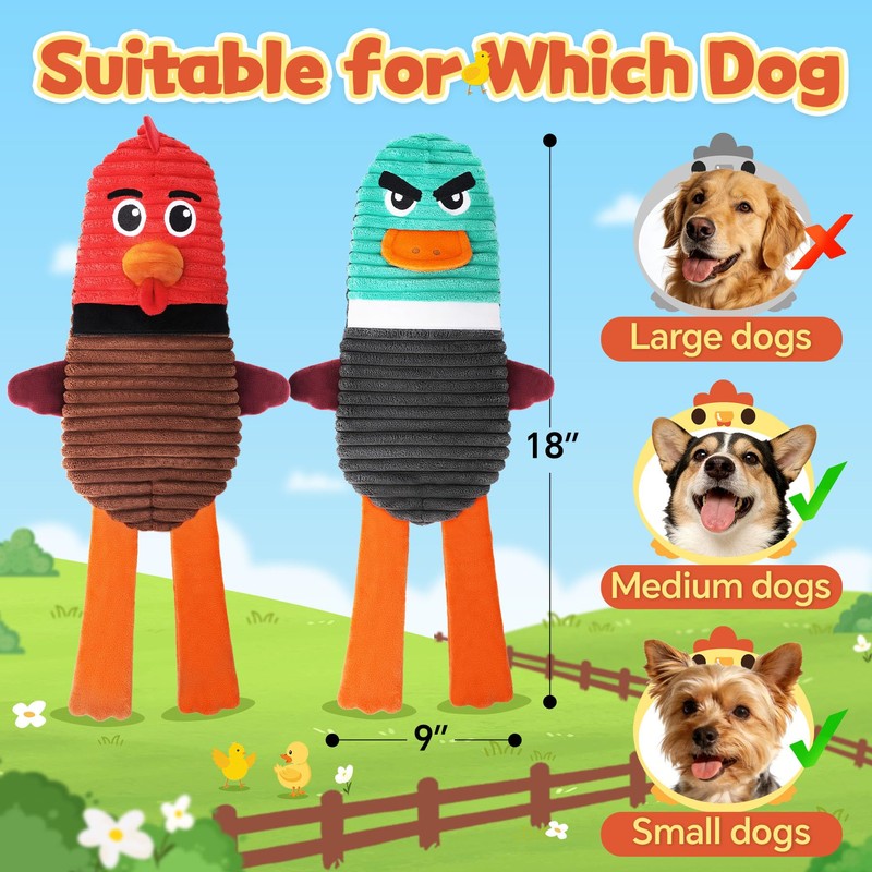 PatsFran Dog Toys for Aggressive Chewers, 2 Pack No Stuffing