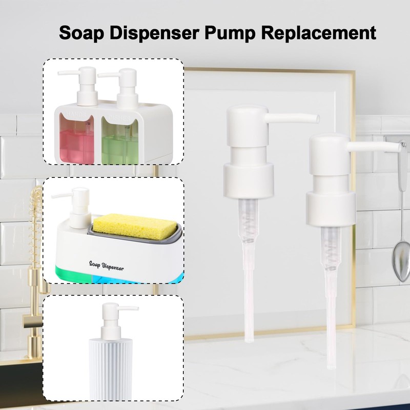 2pcs Soap Dispenser Pump Head，Standard Soap Dispenser Replacement Pump Head-White