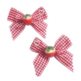 2 Pcs Cherry Strawberry Lolita Bow Hair Clip Sweet Cute Alligator Clips Barrettes Hair Decoration for Teen Girls Women