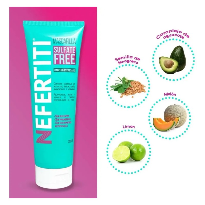 Mascarilla Sulfate Free Cabello Estresado Sin Parabenos Nefertiti