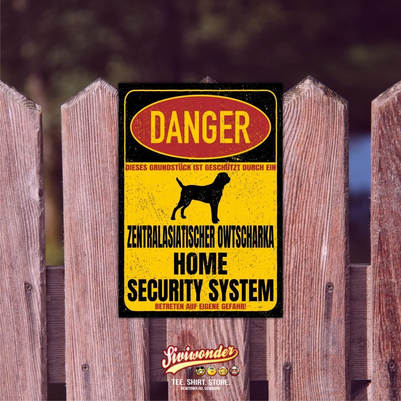 Central Asian Ovcharka Sign Danger Security System Door Sign Dog