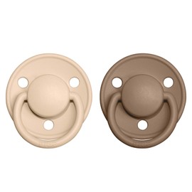 BIBS De Lux Soother 2-Pack, BPA Free Dummy Pacifier, Round Nipple. Natural Rubber Latex, Size 2 (6-18 Months), Vanilla/Dark Oak