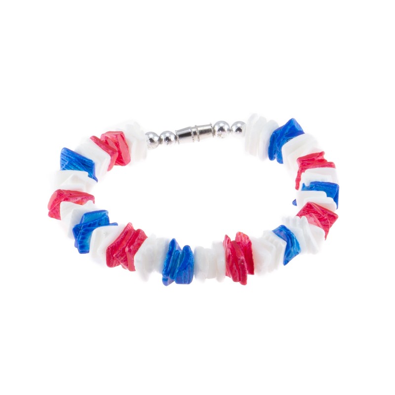 BlueRica Red White & Blue Puka Shell Chips Necklace &