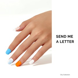 NAILOG Semi Cured Gel Nail Strips - 34 pcs | Buy 2 Get 1 UV Lamp | Long Lasting Nail Polish Sticker Wraps with Glossy Gel Finish, Send Me A Letter