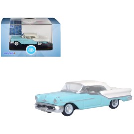 DCD 1957 Oldsmobile 88 Convertible Diecast Model Car Banff Blue Alcan White White 1/87 Scale Metal Toy HO Scale Oxford Design