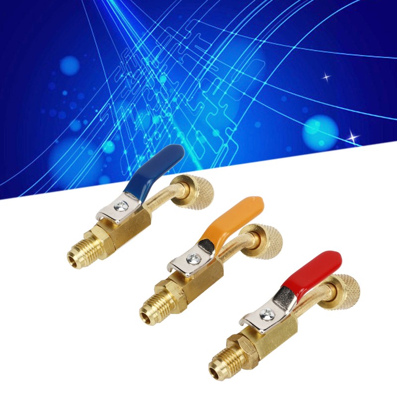 6PCS Refrigerant Angled Compact Ball Valve Fit for R410A R134A