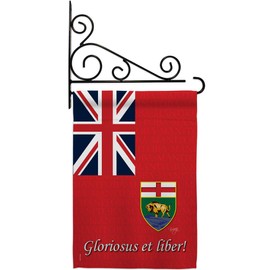 Breeze Decor GS108186-BO-03 Manitoba Flags of The World Canada Provinces Impressions Decorative Vertical 13" x 18.5" Double Sided Garden Flag Set Metal Fansy Wall Bracket Hardware