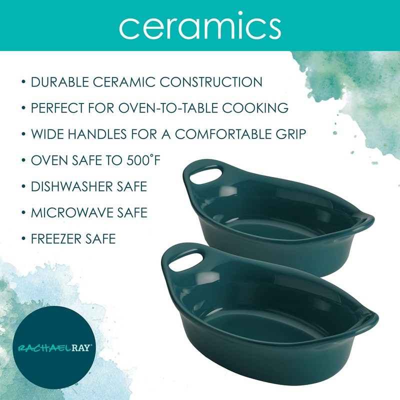 Rachael Ray Solid Glaze Ceramics Au Gratin Bakeware / Baker