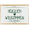 mrdeco Metal Sign 12 x 18 cm Curved "Herzlich Willkommen