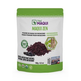 VitalMaqui Vital Maqui Organic Maqui Powder from Patagonia, 120 g, Natural Super Antioxidant (180 g, MaquiBliss with Organic Ashwagandha)