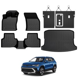 Alfombrillas para Volkswagen Taos FWD 2022-2025 2026, Alfombras para todo tipo de clima, revestimiento para maletero y carga con protectores para el respaldo, accesorios, juego de cobertura