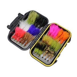Wild Water Fly Fishing 36 Wooly Bugger Flies Assortment with Small Fly Box for Bass, Trout, Pike