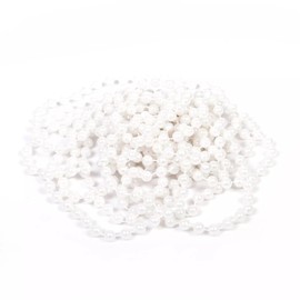 Luxury Pearl Bead Plastic Garland for Christmas Tree Ornaments - 5m Silver, Gold, White Bead Chain Holiday Decoration (White Bead)