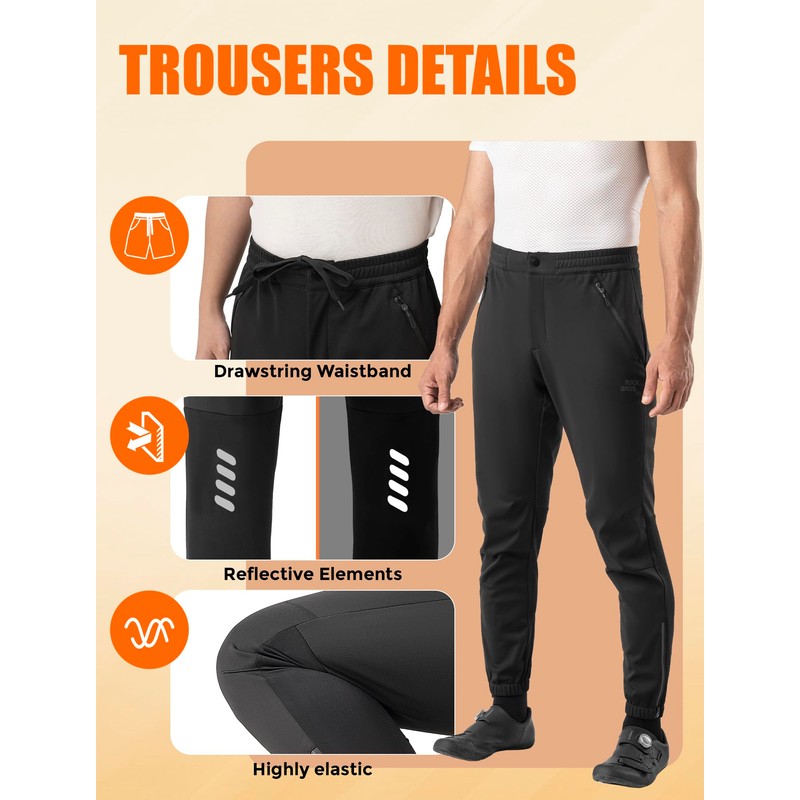ROCKBROS Winter Cycling Pants for Men Cold Weather Bike Pants