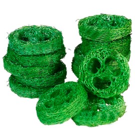 YOMENO 12 Pcs Fruit Flavored Loofah Slices Rabbit Chew Toys Bunny Chew Toys Guinea Pig Chew Toys Hamster Chew Toys Small Pet Chews Bunny Toys for Teeth Rabbit Toys (Apple Flavor)