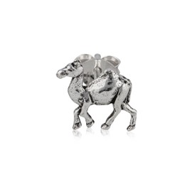 NKlaus Single Camel Stud Earrings 925 Silver Oxidised 9 mm Earring Amulet 12650, Sterling Silver