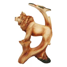 Safari Apex Predator Big Cat Lion King Faux Wood Cutout Carving Resin Figurine