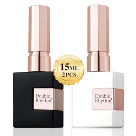Double Rhythm- Juego de 2 esmaltes de uñas en gel UV de 15 ml, color blanco puro y negro, para salón de manicura DIY (A101)                           
