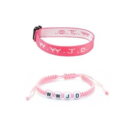 SCRDPRAD 2-6Pcs WWJD Braided Rope Bracelets for Men Women What Would Jesus Do Matching Bracelet Set Inspirational Christian Gifts Adjustable WWJD Letter Religious Bracelet Elevated Faith Jewelry-Pink