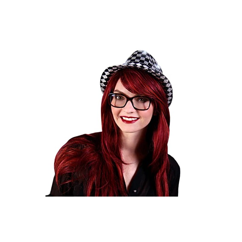 blinkee LED Flashing Fedora Hat with Checkered Sequins
