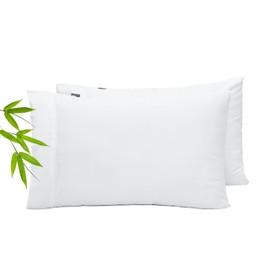 ettitude Standard Pillowcase Set 100% Lyocell from Organic Bamboo, Cooling & Breathable, Silky-Soft Sateen, Envelope Closure, Sustainable Plant-Based Fabric, Clean Fibers, Set of 2 (White)