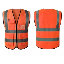 BeiLiDa Reflective Safety Vest for Men, High Visibility Construction Work Vest with Pockets Outdoor Security Vest for Cycling (Orange, 3X-Large)
