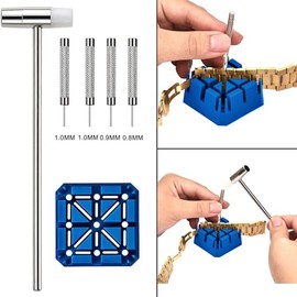 EasyTime Kit de eliminación de eslabones de reloj: juego profesional de herramientas de reparación de relojes con 108 barras de resorte para ajuste de correa, reemplazo de correa, reemplazo de pulsera