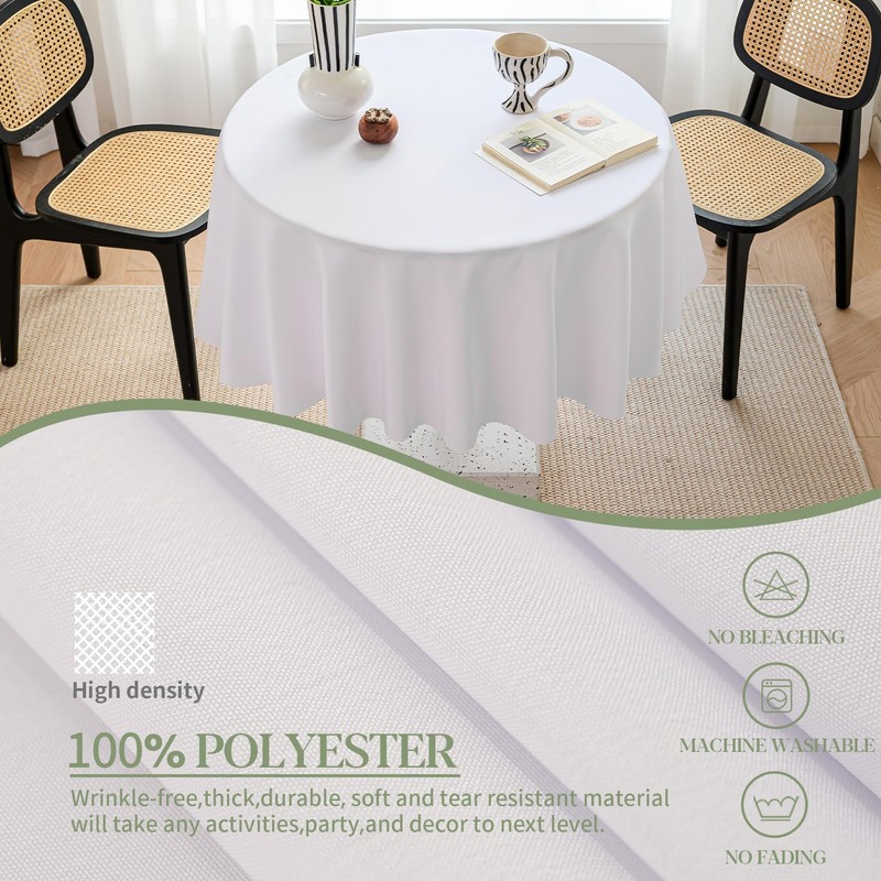 BYDOLL Table Cloth Round 60 Inch Tablecloth Fits Max50 Inch
