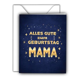 Edition Colibri Glückwunschkarte zum Geburtstag mit Umschlag, Happy Birthday Karten, Geburtstag Karte, Geburtstagskarte für Mama, Mutter, blau, gold