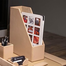 Dacasso White Latte Bonded Leather Magazine Rack