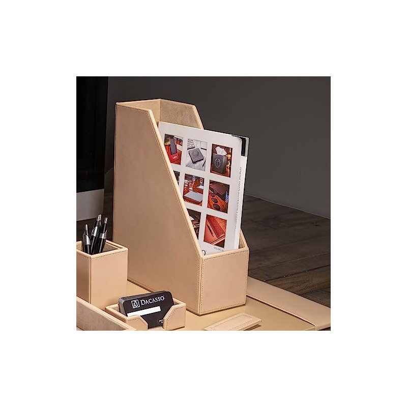 Dacasso White Latte Bonded Leather Magazine Rack