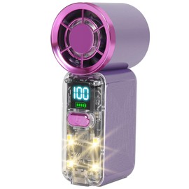 Samffy Handheld Portable Turbo Fan with Lights, Cyberpunk Mini Fan with LED Display &5 Speeds,USB C Rechargeable Small Pocket Fan for Concert/Camping/Travel/Outdoor Gift for Women Girl