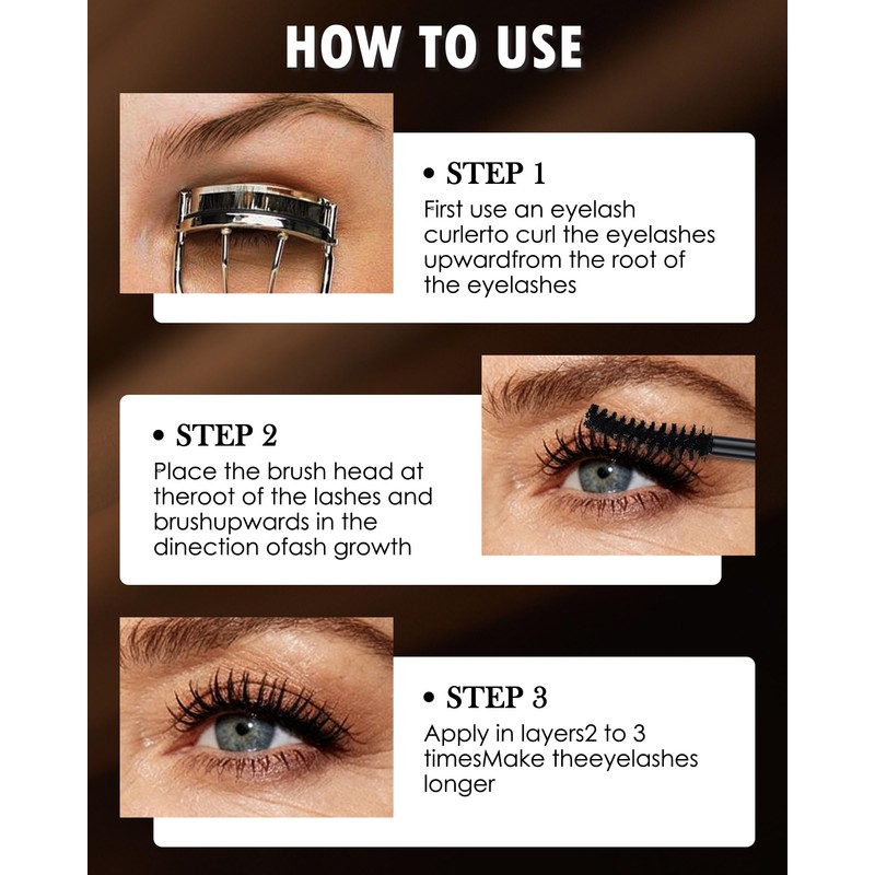 Brown Mascara for Eyelashes,Volumizing Tube Mascara for Older Women 60