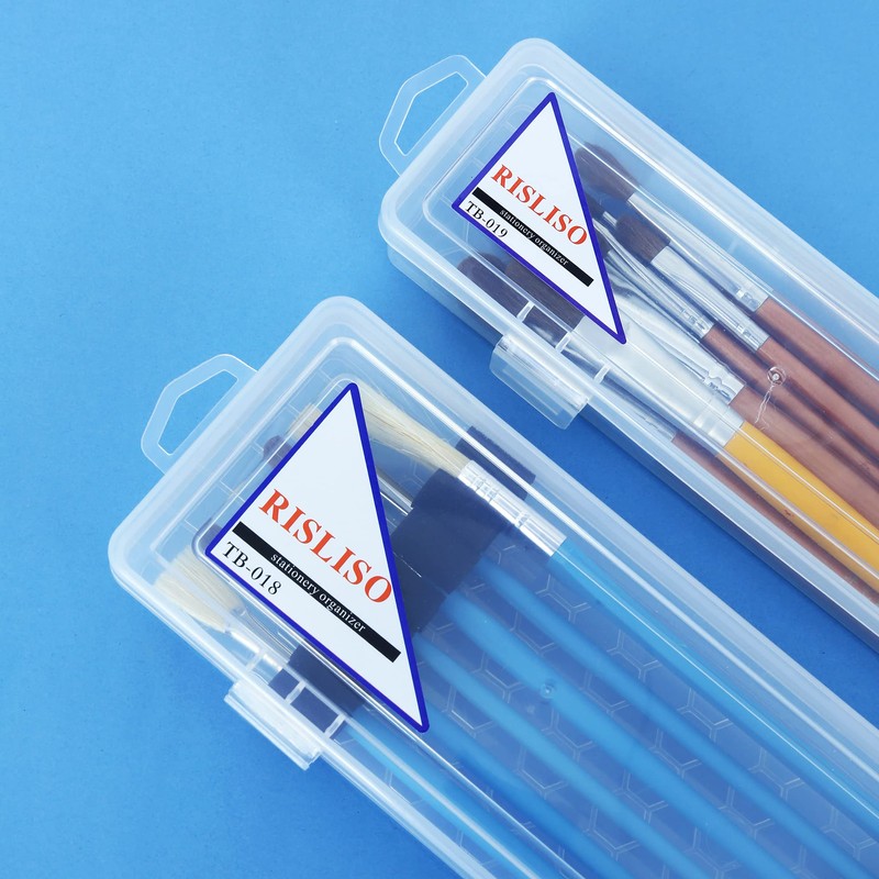RISLISO Watercolor Paint Brush Holder Organizer Case，Portable Travel Acrylic Clear