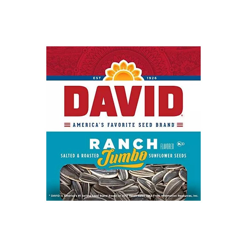David Seeds Jumbo Sunflower Ranch Flavor, 5.25-Ounce Bag (Pack of