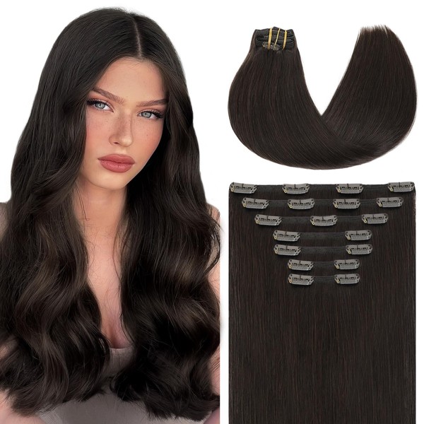 Youngsmile Clip in Hair Extensions Real Natural Human Hair 20inch