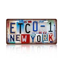 Vintage City License Plate New York ETC0-1 Wall Decor Metal Tin Sign for Bar Garage Room 12 x 6 Inches
