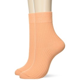 Gunze Sabrina Women's Washi Thread Socks, 32 Ribs, Set of 2 Pairs of Same Color, light orange