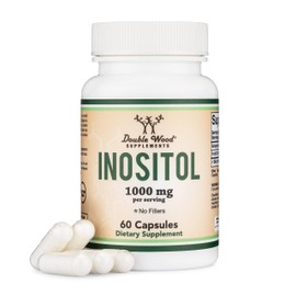 Double Wood Supplements Cápsulas de inositol (Myo Inositol) 1000 mg PCOS suplementos para mujeres (60 unidades) (fabricado en los Estados Unidos, sin 