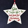 RED OCEAN Funny Gin Novelty Tree Bauble Decoration Wooden Star