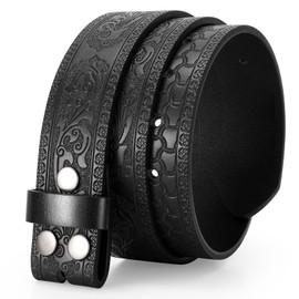 TRIWORKS Western Leather Belt for Men without Buckle Cowboy Cowgirl Leather Belt Strap for Jeans