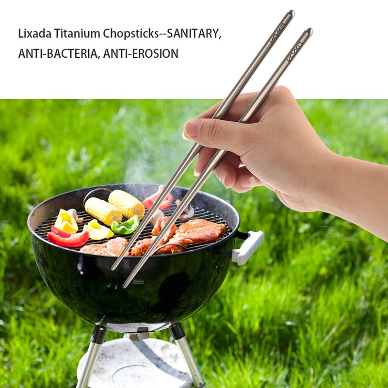 4pcs Titanium Tableware Camping Fork Spoon Cutter Chopsticks Ultra Light