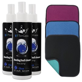 TonGass (3+3 Pack Bowling Ball Cleaner Spray Kit with Bowling Towel (Multicolor), Portable Bowlings Cleaner Set Accessories, Oil Scuff Mark Cleaners, Restores Tack and Prolongs Lifespan of Balls