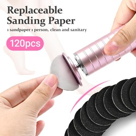 120PCS Replaceable Sandpaper Discs for Electric Foot File Callus Remover Hard Dry Dead Skin Removal (80 Grit+100 Grit)
